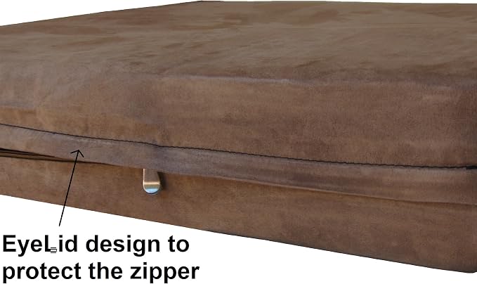 Dogbed4less XXL Waterproof Orthopedic Premium Memory Foam Dog Bed for Large Dogs, Washable Suede Cover and Extra Replacement Case, 55X37X4 Inch, Brown