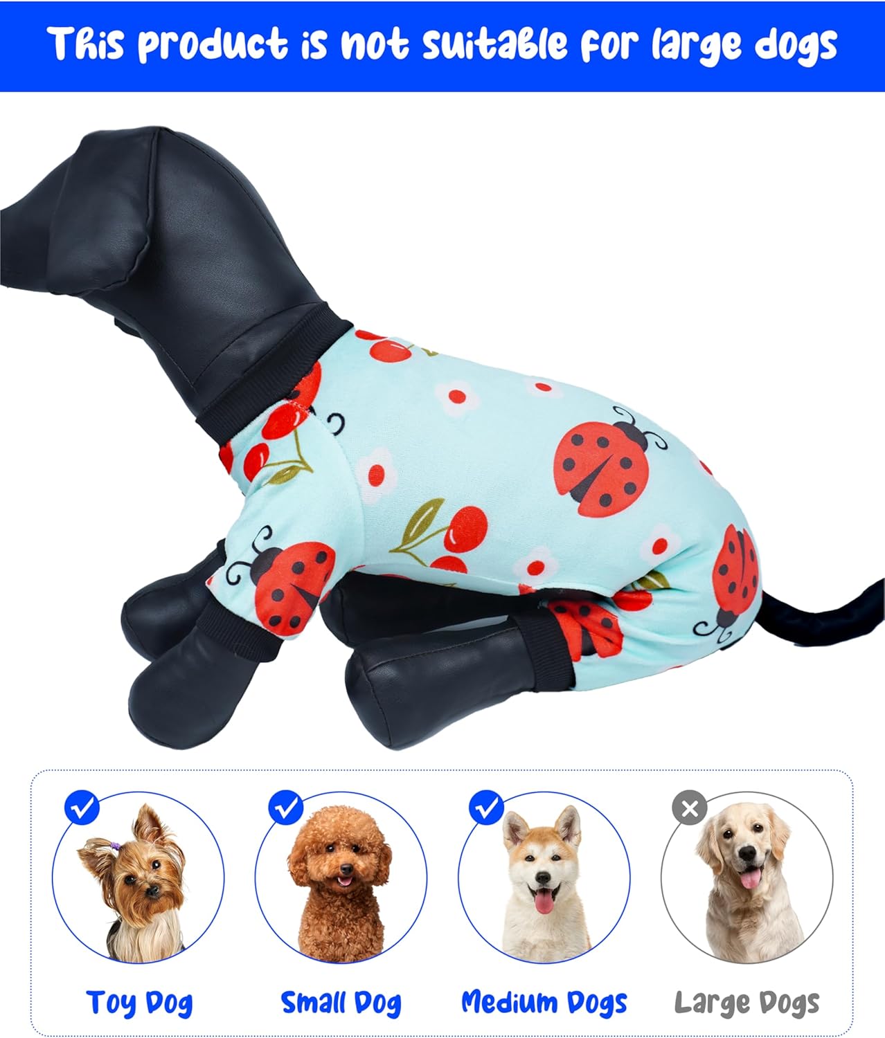 PET SHOW 4 Pack Small Dog Pajamas Spring Dog Clothes for Medium Dogs Girl Boy Soft Stretchy PJs Bee Ladybug Jumpsuit Puppy Floral Onesies Outfits with Sleeve Pets Dachshund Costume(XL, Spring)