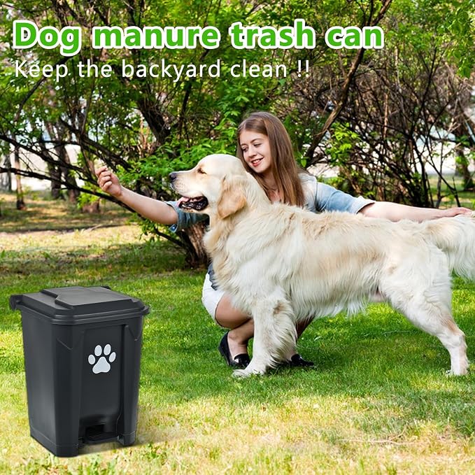 Dog Poop Trash Can Outside, 20L Outdoor Pet Waste Bin with Removable Inner Bucket & 200 Bags, Waterproof Dog Waste Container, Odor Control Poop Disposal for Backyard, Patio, Garden & Lawn