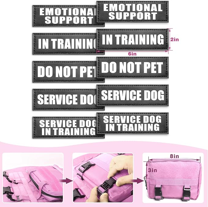 Tactical Dog Harness with Dog Leash, Service Working MOLLE Vest with 10 Pet Patches for Dog, No Pull Military Harness and Backpack for Training Hunting Walking