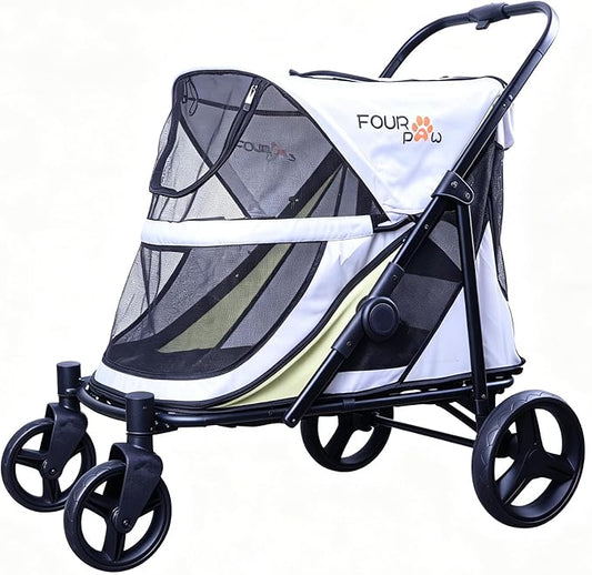 Dog Stroller for Medimu/Large Dogs - Easy Fold Dual Entry Pet Stroller with One-Foot Brake,Ideal up to 80 lbs.