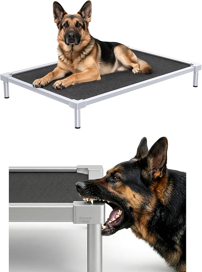 Elevated Dog Bed Medium Size Dog, Chew Proof Aluminum Alloy Heavy Duty Dog Supplies Cooling Raised Pet Cot Indestructible with Anti-Rust Washable Assembly for Crate Outdoor-40.6"x 28.7" x 7"