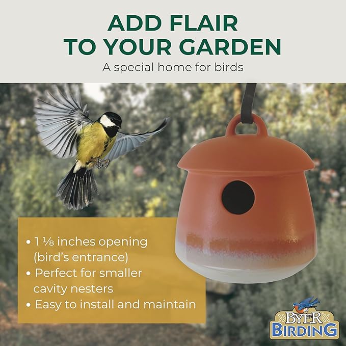 Byer of Maine Return Bird Home, Hanging Bird House, Soft Green, 7 D x 7 H inches