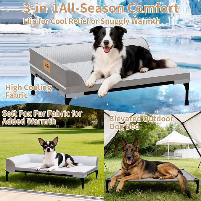 Elevated Cooling Dog Bed, Orthopedic Pet Bed for Extra Large Dogs, Removable Washable Cover, Indoor & Outdoor Raised Pet Cot with Breathable Mesh, Size: 49"*33"*9"