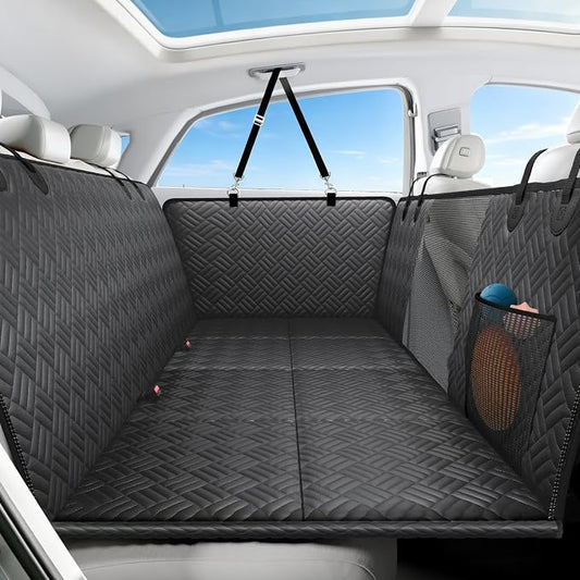 PROZAR Dog Car Seat Cover for Back Seat, Hard Bottom Back Seat Extender, Pet Cover for Dogs - Supports 400lbs, Waterproof Heavy Duty Scratch Dog Hammock for Midsize SUVs & Trucks, 56in -Black