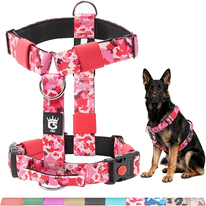 TSPRO Tactical Heavy Duty Dog Harness, Quick Release Buckle & Top Handle | Premium No Pull Dog Vest Harnesses, Adjustable, Soft Padded Lining, 1.5-Inch Wide for Medium & Large Dogs, Walking & Training
