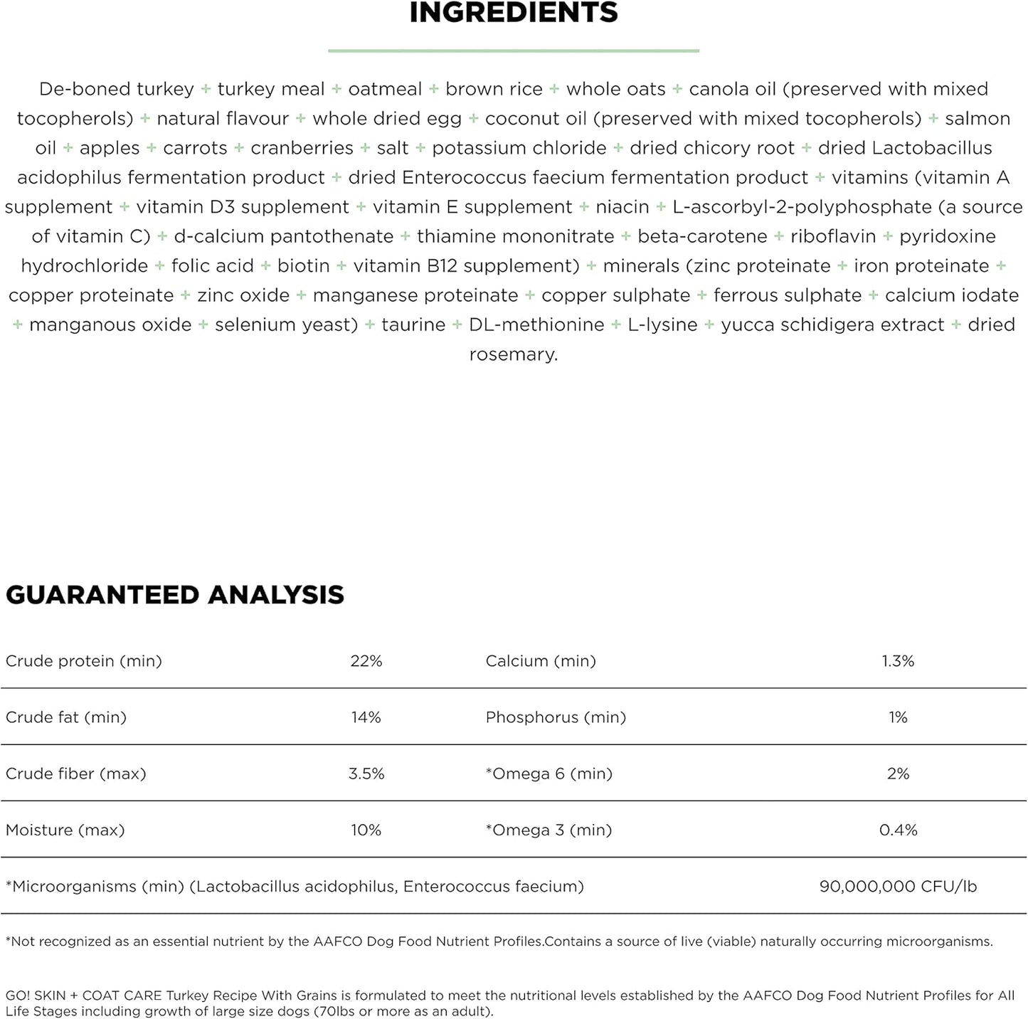 Go! Solutions Skin + Coat Care, Dry Dog Food, Turkey Recipe with Grains, 3.5 lb Bag