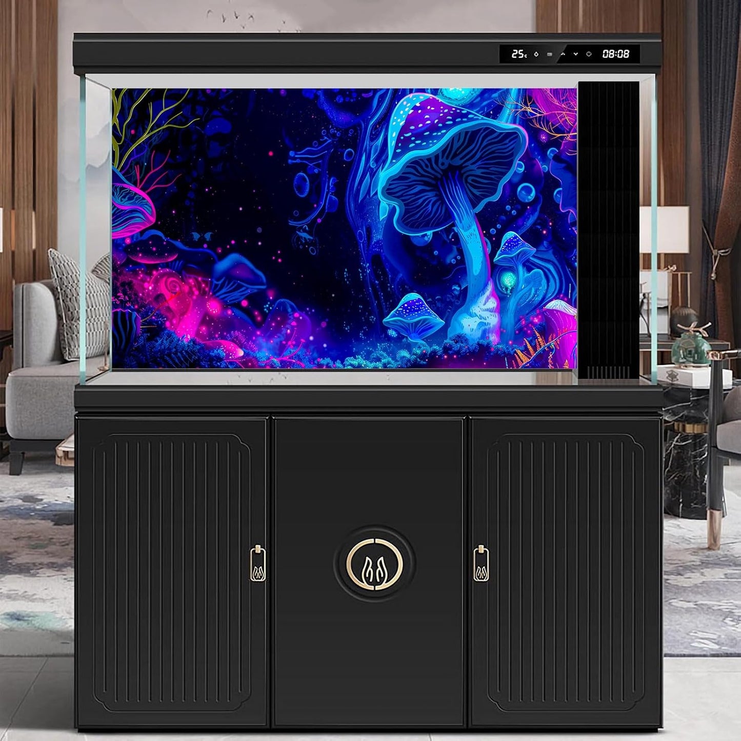 Fantasy Mushroom Forest Aquarium Background Abstract Cartoon Mushroom Reptile Tank Backgrounds Vibrant Jungle Mushrooms Theme Fish Tank Background Magic Mushrooms Reptile Enclosure Backgrounds 72x18in