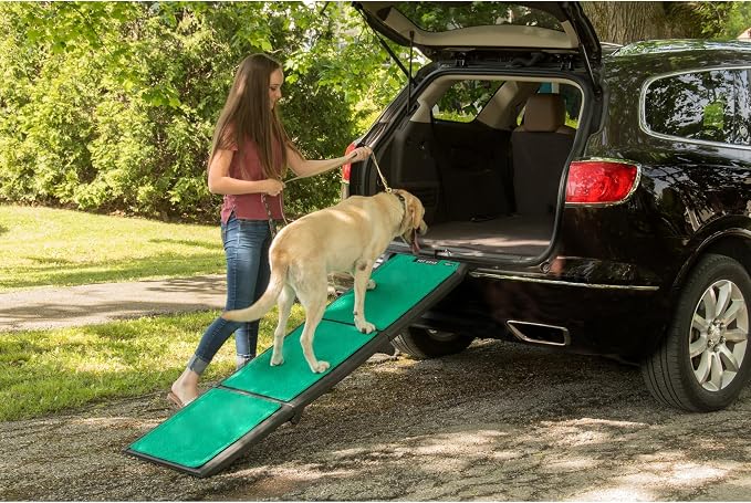 Pet Gear supertraX Ramps for Dogs and Cats, Maximum Traction Surface, Portable/Easy-Fold (No Tools Required), Built in Handle for Travel, 42-71 Inches Long, Supports 150-200lbs, Emerald