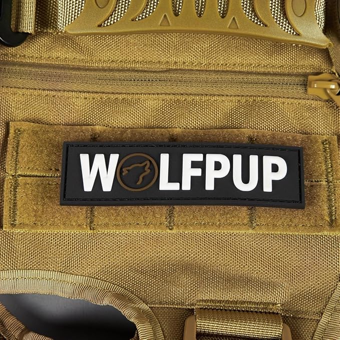 WOLFpak Tactical Dog Vest Harness No Pull Breathable MOLLE(Khaki, X-Large) | Dual Grab Handles, 1000D Nylon, Four-Point Adjustment, MOLLE Attachment Panels, Three Storage Pockets, Metal Alloy Buckles