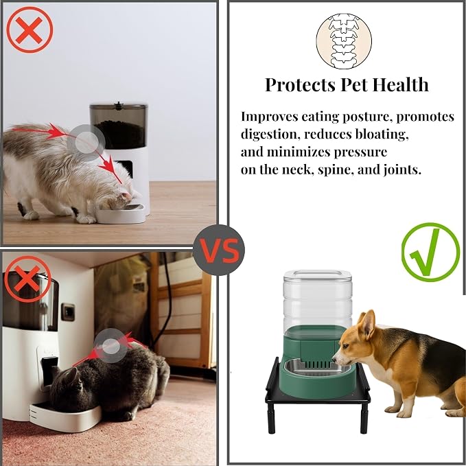 Dog Water Dispenser Stand, Metal Raised Holder for Pet Automatic Feeders, Height Adjustable Elevated Stand for Pet Feeders, Suitable for Cats, Small & Medium Dogs [Stand Only]
