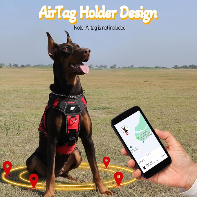 Service Dog Vest - HEYCAHVA Tactical Dog Harness Full Metal Buckles for Large Medium Dogs Reflective No Pull Dog Harnesses Vest with Leather Handle, Hook & Loop for Hiking Training (Red, XL)