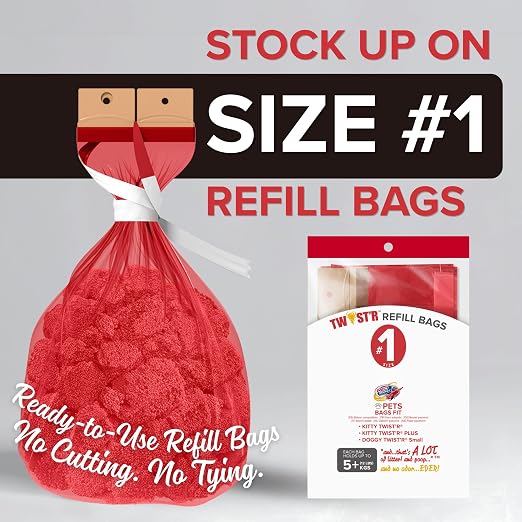 Red Rocket Doggy Twist'R Small Waste Disposal System, Dog Poop Trash Can | Odor Control, Indoor/Outdoor, Holds Up to 12 Lbs, Includes 2 Size #1 Odor Blocking Bags, 2 Charcoal Sachets, 60 Poop Bags