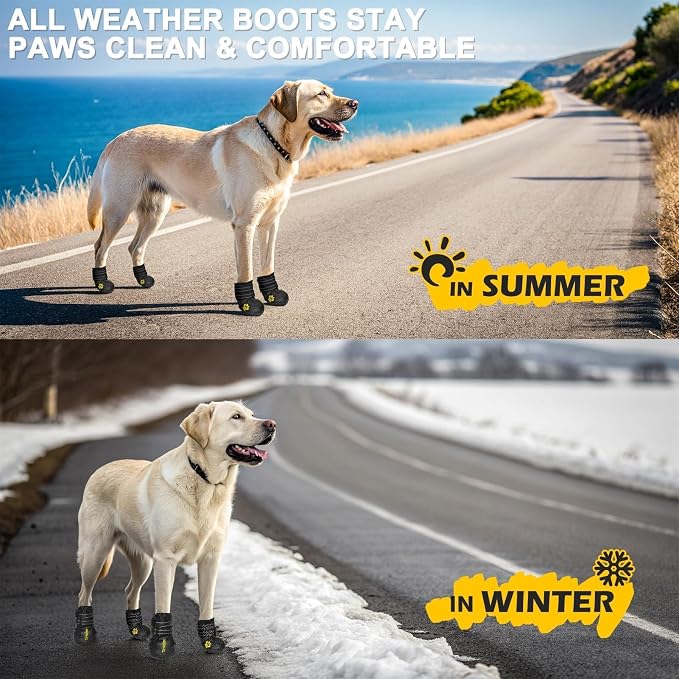 Expawlorer Dog Shoes for Small Dogs, Dog Shoes for Hot Pavement Hiking Walking, Anti-Slip Rugged Sole,Waterproof Dog Booties for Outdoor Rain Days, All Weather Dog Boots & Paw Protectors (Black)