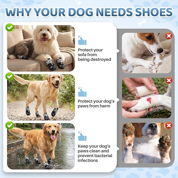 SlowTon Dog Shoes for Large Small Medium Dogs - Breathable Dog Boots for Summer Hot Pavement, Paw Protector for Outdoor Walking Winter Snow, Anti-Slip Rubber Dog Booties for Hardwood Floor (LP B, 2)