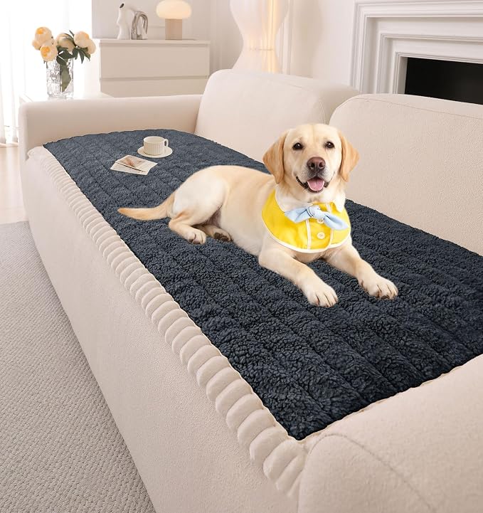 OTOB Couch Covers for Sofa Pet Friendly, Washable & Non Slip Fuzzy Dog Couch Cover Sofa Slipcovers Love Seat, Soft Plush Cozy Furniture Protector Cushion Mat, All Seasons (Dark Gray, 27.6" x 59.1")