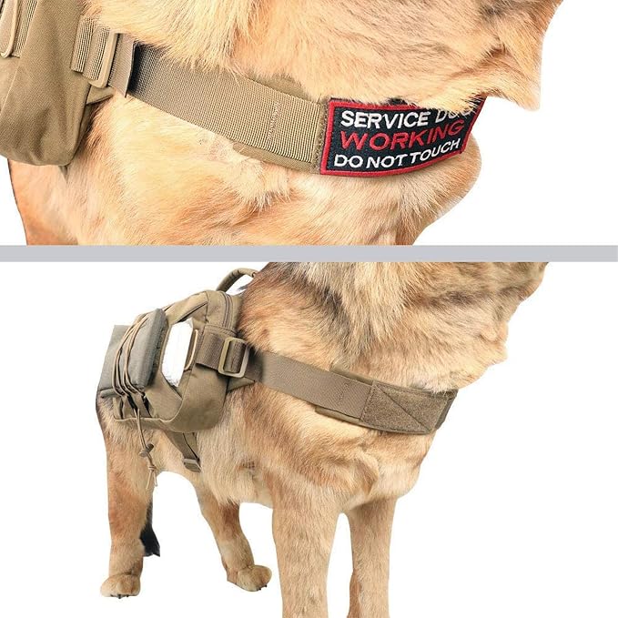EXCELLENT ELITE SPANKER Nylon Dog Backpack with 2 Side Pockets for Hiking | Adjustable Tactical Dog Pack Hound Saddle Bag Harness for Medium & Large Dog Traveling Camping Walking Training Running