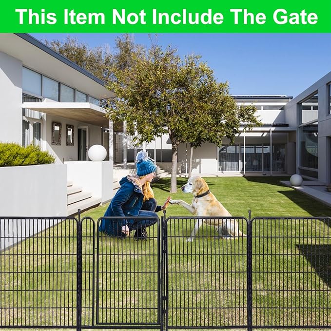 Okaygardn Tall Garden Fence Without Gate, 54 in(H) Dog Fences for The Yard, 8 Panels Total 17.7 Ft(L) Outdoor Dogs Fence, Modular Fencing,Dogs Fences Outdoor for Yard. Garden Fencing