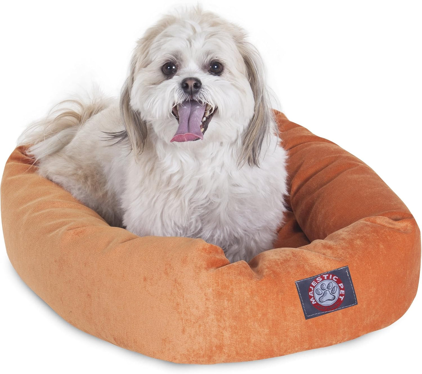 Majestic Pet Villa 24 Inch Shredded Memory Foam Dog Bed for Small Sized Dogs 24x19x7 Inch–Orthopedic Dog Bed - Durable Pet Bed - Washable Small Pet Bed with Head Support-Orange