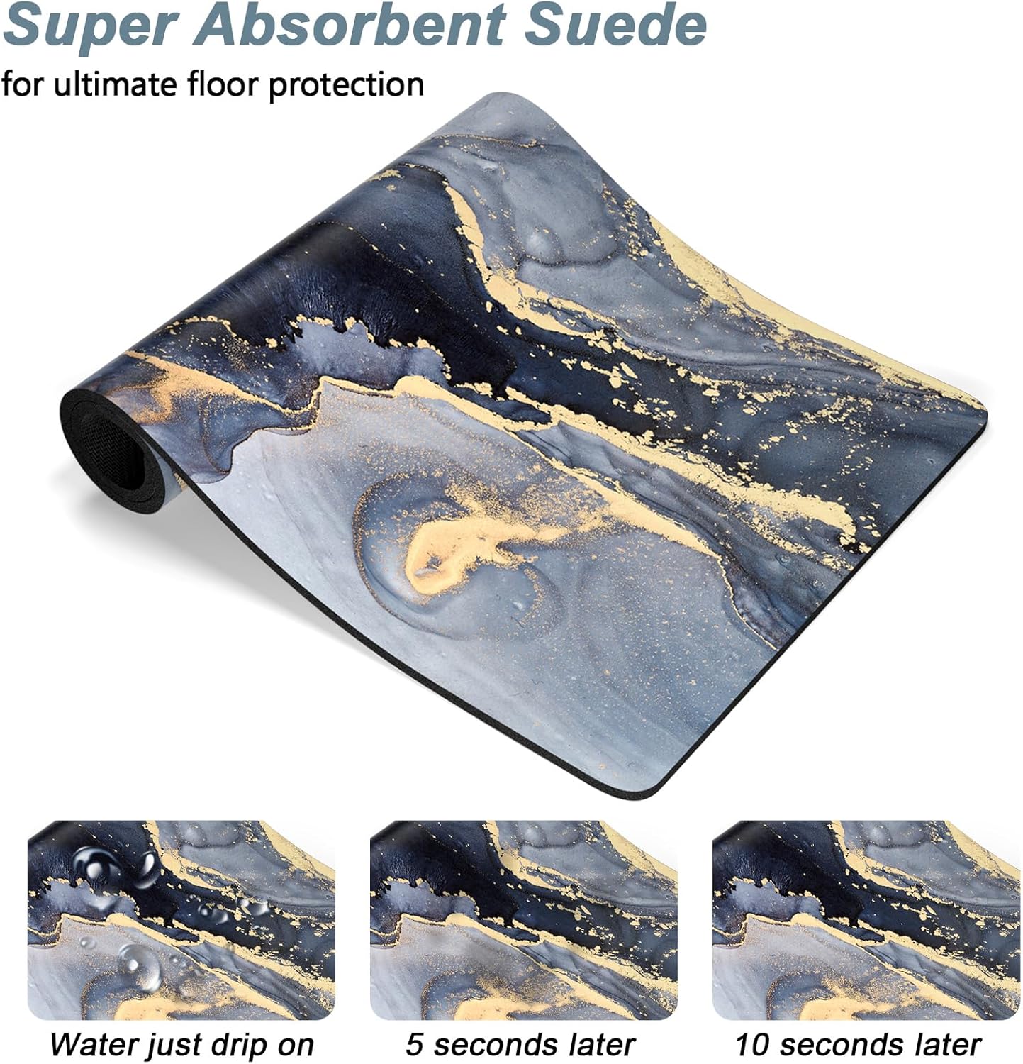 Rnivvi Dog Food Mat, 12" x 19" Marble Absorbent Dog Cat Bowl Mat for Food and Water, Cute Anti-Slip Rubber Pet Feeding Rug Protect Floors, Puppy Placemat for Feeding & Watering Supplies, Grey