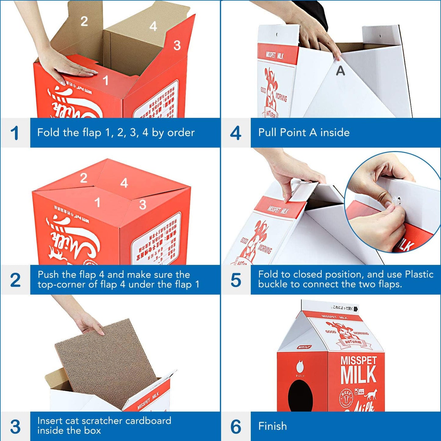 Cat Scratcher Cardboard, Scratching Pad House Bed Furniture Protector, Infinity Shape, Curved (Red, Milk Box)