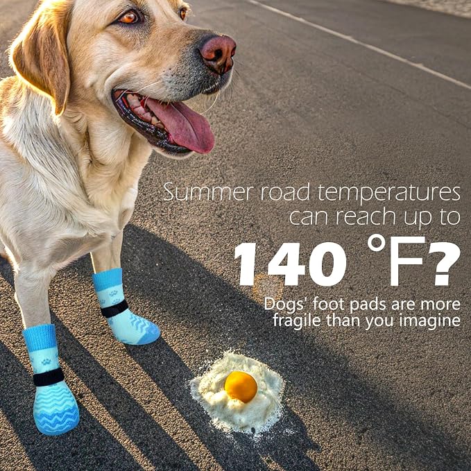 EXPAWLORER 6Pcs Anti Slip Dog Socks to Prevent Licking Paws, Dog Shoes for Hot Pavement Double Sides Dog Boots & Paw Protectors Booties for Hardwood Floors with Grip Small Medium Large Senior Dogs, S
