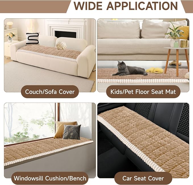 OTOB Couch Covers for Sofa Pet Friendly, Washable & Non Slip Fuzzy Dog Couch Cover Love Seat Sofa Slipcovers Cushion Mat, Cozy Soft All Seasons Plush Furniture Protector (Coffee, 27.6" x 59.1")