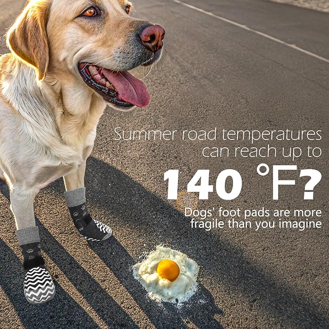 EXPAWLORER 6Pcs Anti Slip Dog Socks to Prevent Licking Paws, Pet Shoes for Hot Pavement Double Sides Dog Boots & Paw Protectors Booties for Hardwood Floors with Grippers Small Medium Large Senior Dogs