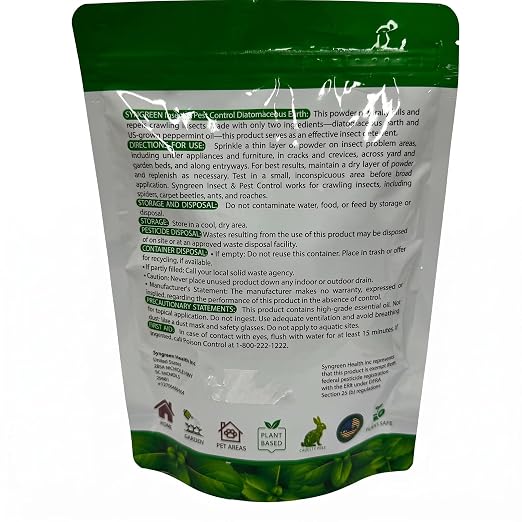 Diatomaceous Earth Food Grade Powder with Peppermint - Crawling Insect Killer for Bed Bugs, Roaches, Ants, Fleas - Indoor & Outdoor Pest Control | Family & Pet Safe | 1 lb