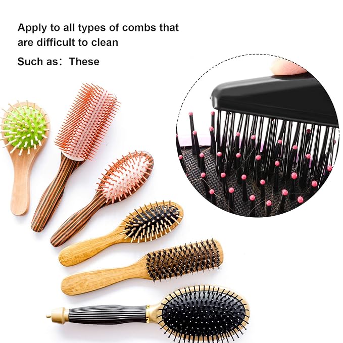 Yaomiao Hair Brush Cleaner Tool 2 Pack - 2-in-1 Dual Edge Hairbrush Cleaning Tool for Removing Hair, Dust & Lint from Brushes and Combs - Brush Cleaner for Home & Salon Use