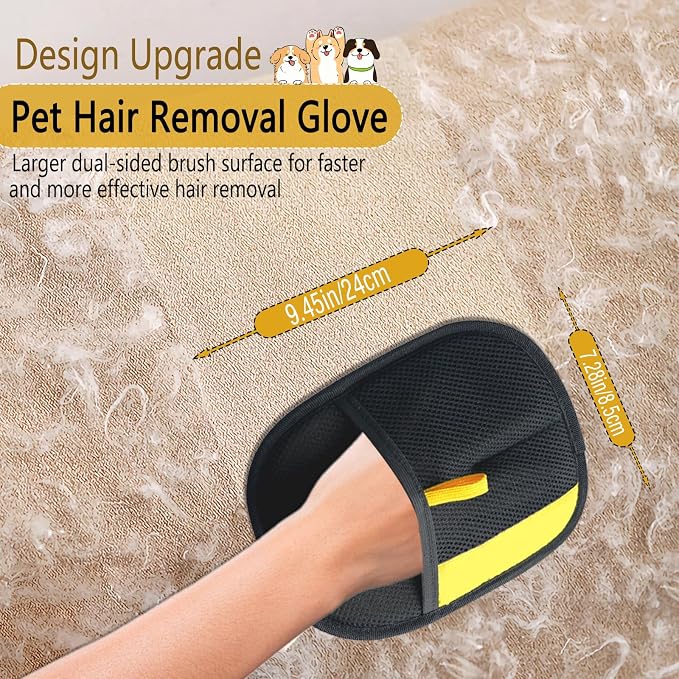 2 Pcs Electrostatic Pet Hair Removal Glove, 2026 Newly Magic Brush Pet Hair Remover for Dogs & Cats, Reusable Animal Fur Grooming Tool for Cleaning Hair on Furniture, Couch, Car Seats, Carpet