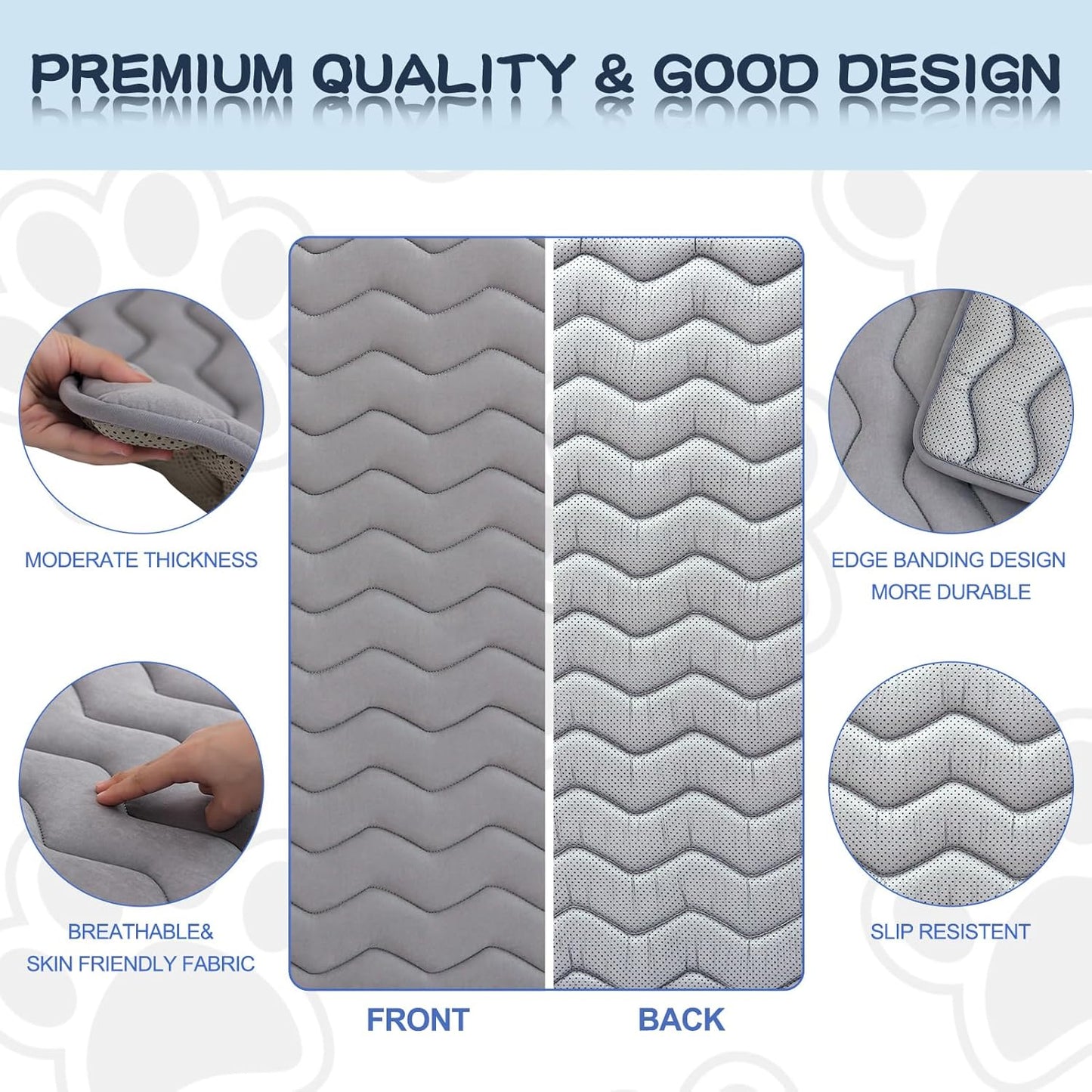 Bubble bear Dog Crate Mat - Upgraded Thick, Ultra Soft, Washable & Anti-Slip Kennel Pad for Small/Medium/Large Dogs, Dark-Hued to Hide Stains (42"x28")