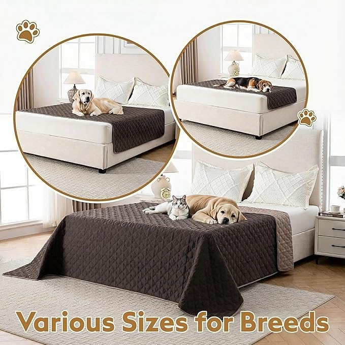 Waterproof Dog Blanket, Couch Cover for Dogs Washable, Reversible Dog Bed Cover, Couch Furniture Protector. (Dark＆Light Brown, 82 X 120 Inch - 1 Pack)