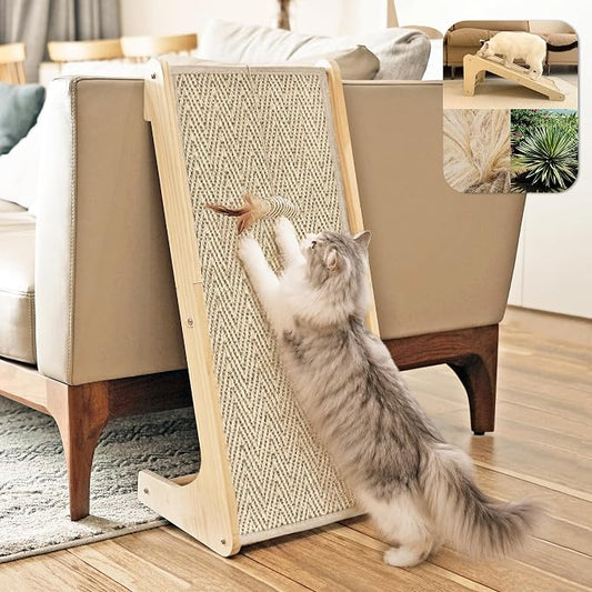 PETKARAY Cat Scratcher, Sisal Scratching Ramp, L Shape Cat Scratch Pad for Indoor Cats, Wall Furniture Protector Large Size