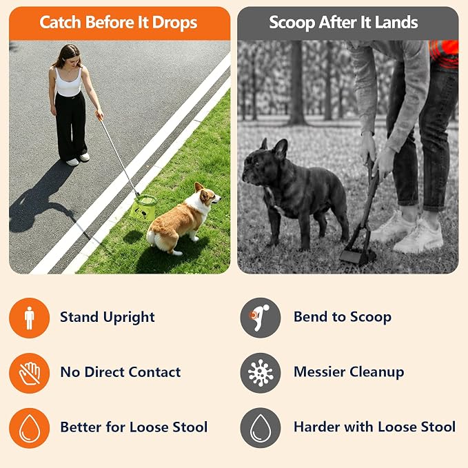 Dog Pooper Scooper with Bags, Long Handle No-Touch Dog Waste Picker Tool | With 90 Rolls Poop Bags, 47 Inch Extendable Handle, No Bending Cleanup, Portable Pooper Scooper for Yard, Walks and Travel