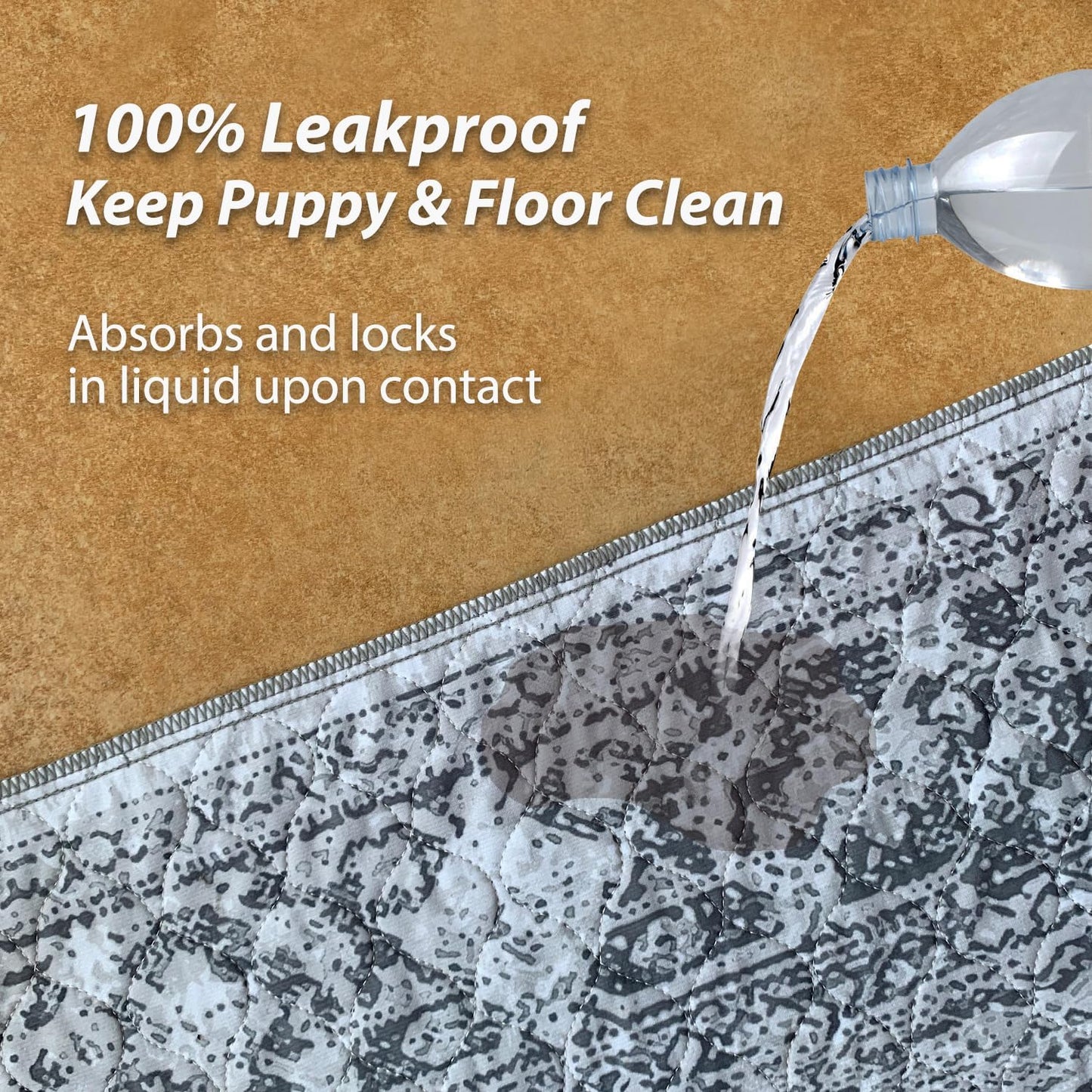 nunubaby Washable Pee Pads for Dogs, Stylish, Non-Slip and Leak-Proof Pee Pads. Reusable Potty Pads for Dogs for Crates and Floors.(Gray/Geo, 18" x24")