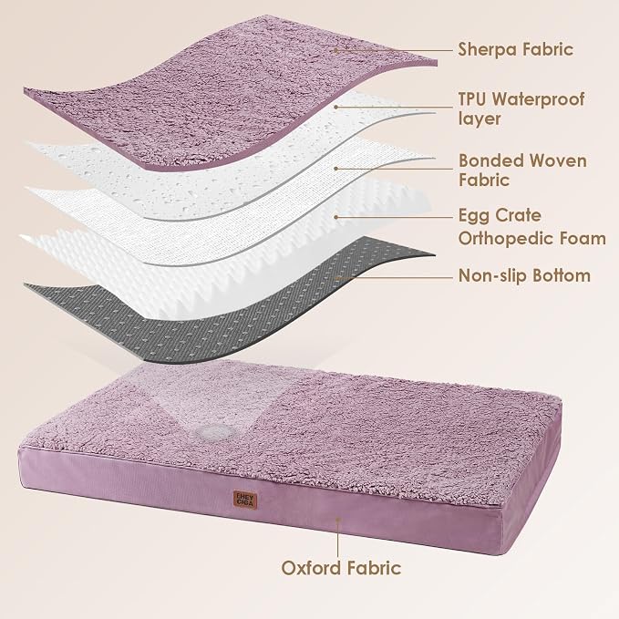 EHEYCIGA Orthopedic Dog Bed Medium with Removable Washable Cover, 30x20 | Egg Crate Foam Support, Durable Oxford fabric, Non-Slip Bottom, Machine Washable, Soft Waterproof Plush Pet Bed Mat For Crate