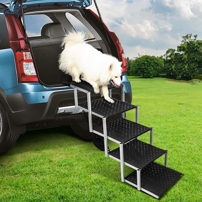 Dog Ramps for Large Dogs - Portable Dog Steps for Cars and SUV, Truck, Lightweight Non-Slip Dog Stairs Support Up to 200 Lbs