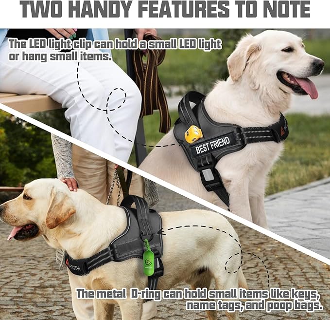 AUROTH Dog Harness and Leash Set for Medium Sized Dog, No Pull Dog Vest | with 5.25FT Dog Leash, Breathable Soft Padded, No choke, Reflective Tactical, Easy to Put on & Take Off - Black Medium