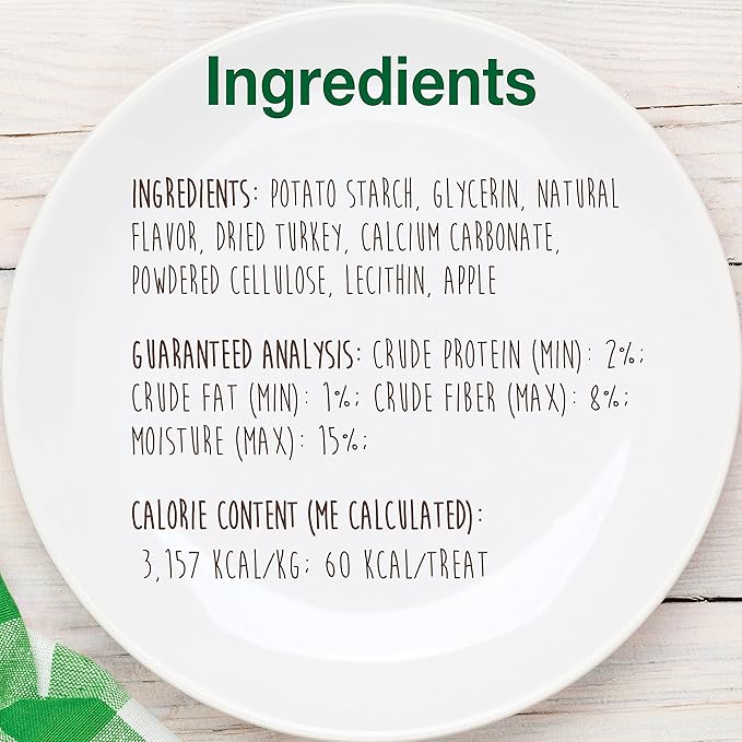 Nylabone Healthy Edibles Natural Dog Chews, Long Lasting Bones for Dogs, Turkey & Apple Flavor Dog Treats, X-Small (12 Count)