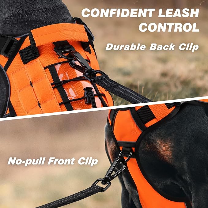 WINGOIN Orange Tactical Dog Harness for Medium Dogs,No Pull Dog Harness | Heavy Duty with Handle,Adjustable Reflective,Military K9 Pet Vest,for Pitbull Female Male,for Walking Training Hiking Hunting