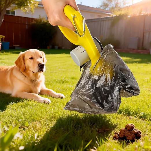 Dog Poop Trash Can Outside,3Gal Metal Outdoor Trash Can,Outdoor Dog Poop Trash Can with Lid for Odor Control - Includes Poop Scooper for Dogs & Bin Bag Holder (Silver)