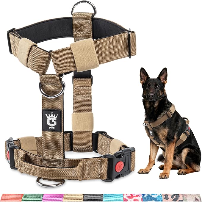 TSPRO Tactical Heavy Duty Dog Harness, Quick Release Buckle & Top Handle | Premium No Pull Dog Vest Harnesses, Adjustable, Soft Padded Lining, 1.5-Inch Wide for Medium & Large Dogs, Walking & Training