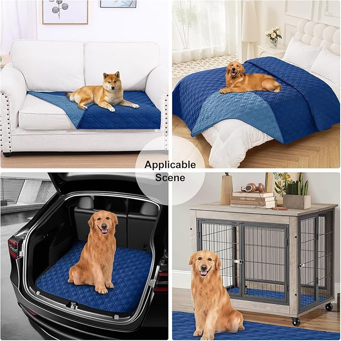 Smiry Reversible Waterproof Couch Covers for Sofa, Washable Dogs Pet Couch Covers for 3 Cushion Sofa Pet Friendly, Water Resistant Furniture Protector Slipcover, Geometric (82"x102", Navy/Blue)