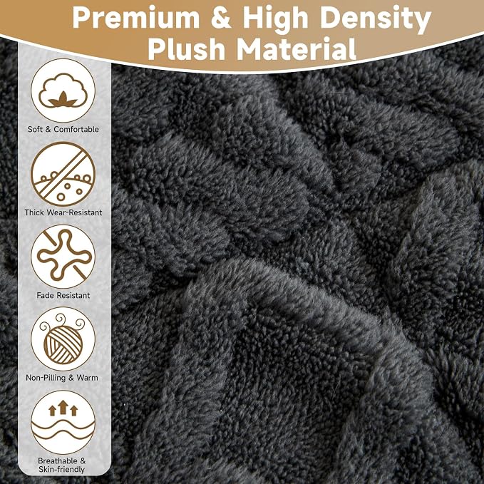 OTOB All Season Couch Cover for Dogs Washable, Geometric Jacquard Non Slip Soft Fuzzy Pet Couch Covers for 3 Cushion Couch, Cozy Plush Sofa Slipcovers Protector Dog Mat (Dark Gray, 27.6" x 82.7")