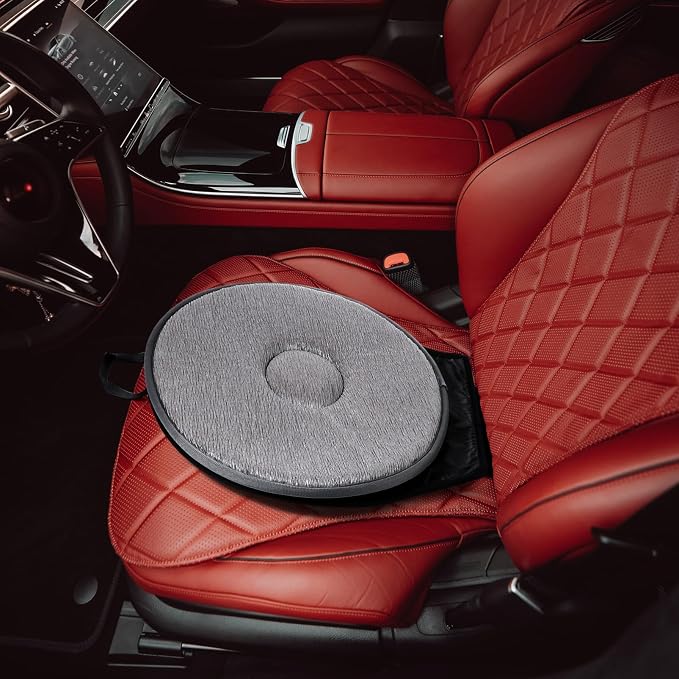 Cabilock 360 Degree Rotating Car Seat Cushion Swivel Pad with Anti-Slip Base Lightweight Comfortable for Elderly Pregnant Women and Home Office Use 20.47X15.74X1.18In