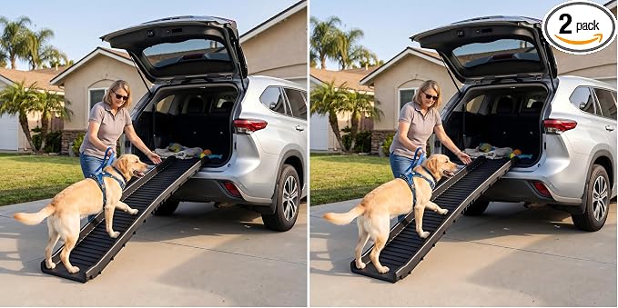 MaxWorks 50524 61" Portable Folding Pet Ramp, Black (Pack of 2)