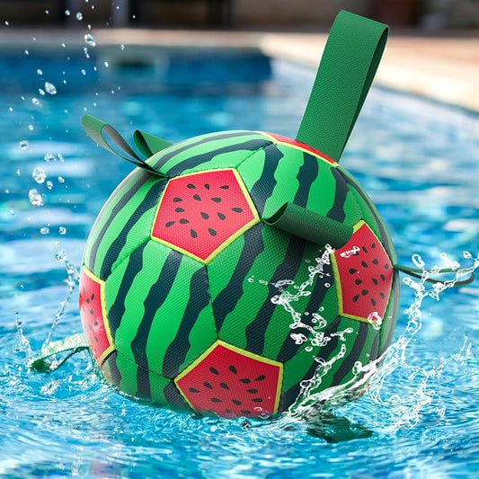 QDAN Dog Water Toys, Pool Toys for Dogs Swimming Beach Fun, Watermelon Ball for Summer Outdoor Games (7 inch)