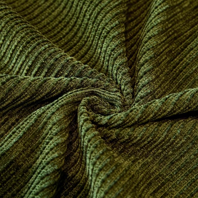 VClife Vintage Olive Green Striped Couch Cover with Tassel, 71" X 150" | Soft Thick Chenille Couch Covers for 3 Cushion Couch Sofa, Washable Sofa Covers for Sectional Sofa, Fade & Shrink Resistant