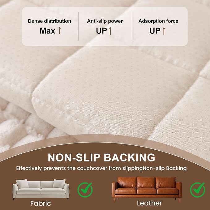 OTOB Couch Covers for Sofa Pet Friendly, Washable & Non Slip Fuzzy Dog Couch Cover Love Seat Sofa Slipcovers Cushion Mat, Cozy Soft All Seasons Plush Furniture Protector (Cream, 27.6" x 59.1")